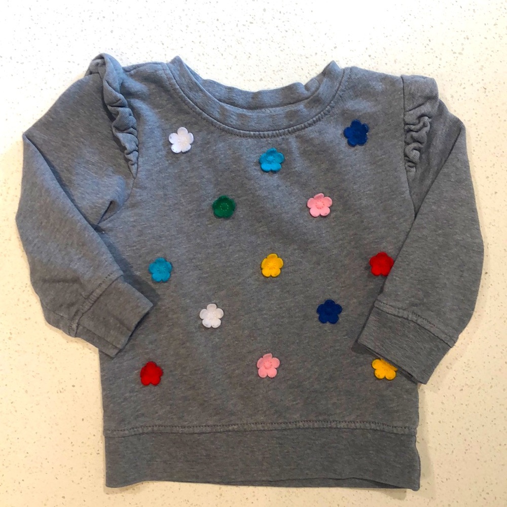 Hanna Andersson grey flower sweat shirt sz2 T